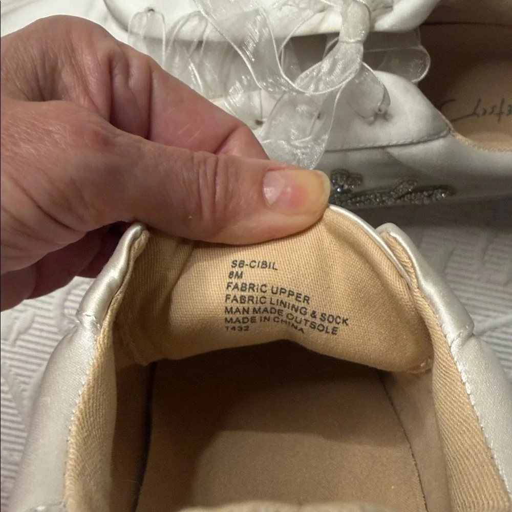 Betsey Johnson Cibil “Bride” Sneakers. Bling.  Size 8. Satin Ribbon lace.